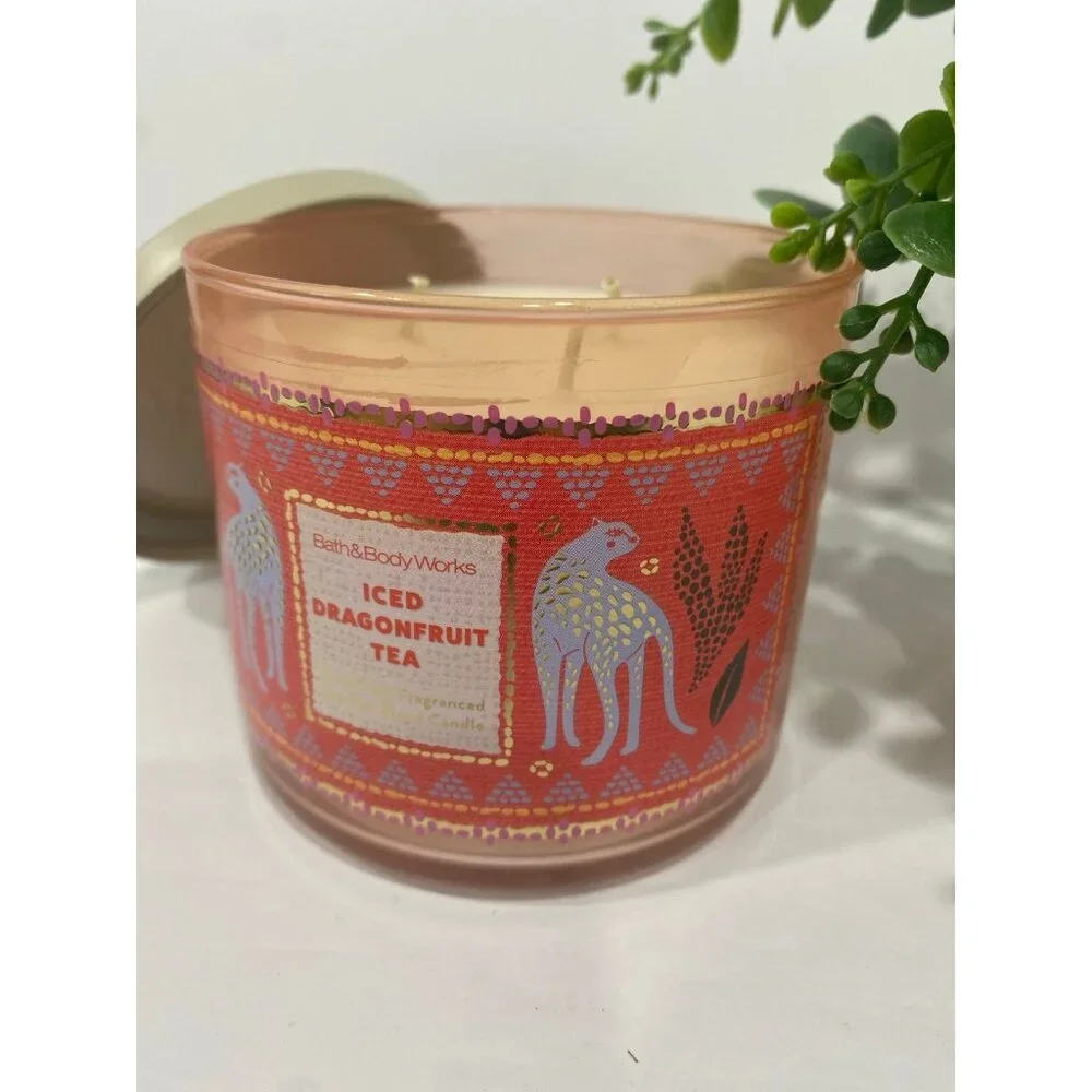 Bath & Body Works White Barn “Iced Dragonfruit Tea” New 3 Wick Candle